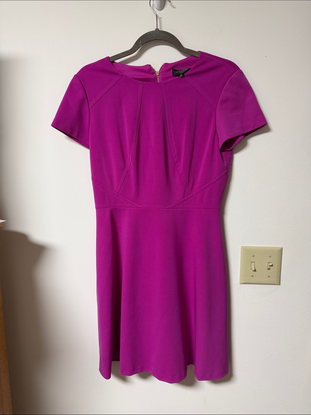 Fuchsia Short-Sleeve A-Line Mini Dress